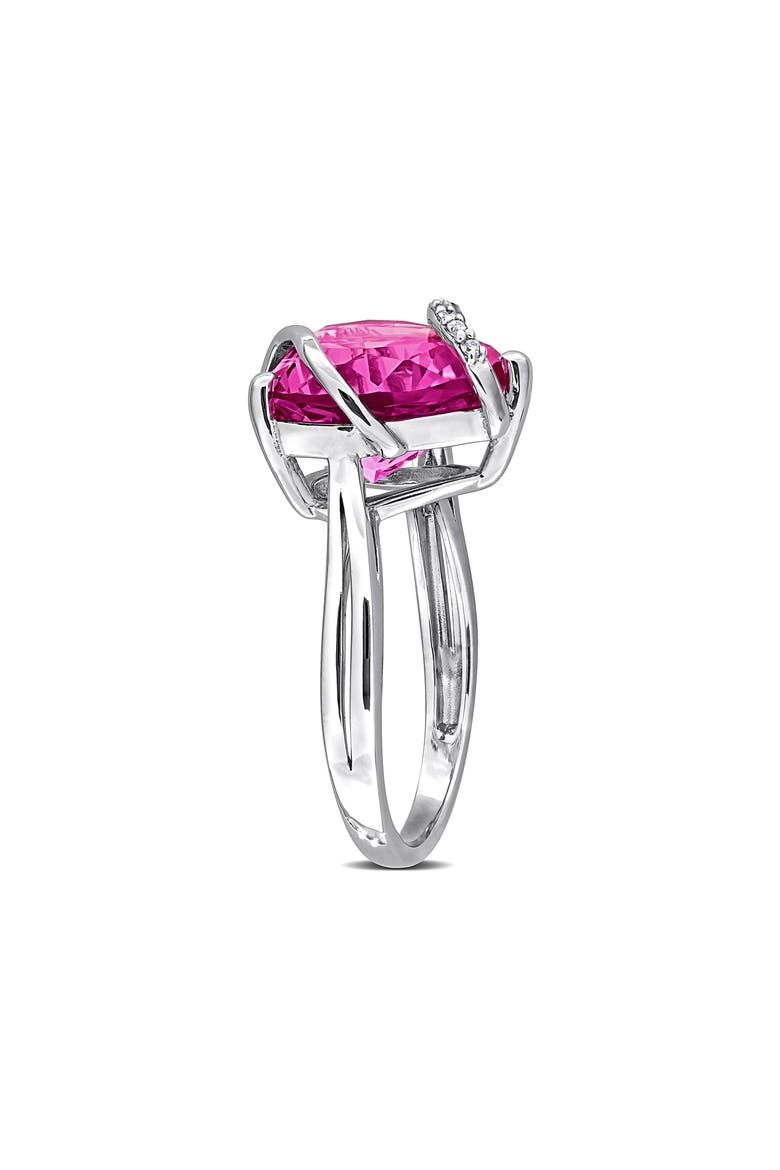 Sterling Silver Lab Grown Pink Sapphire & Diamond Heart Ring, Alternate, color, PINK