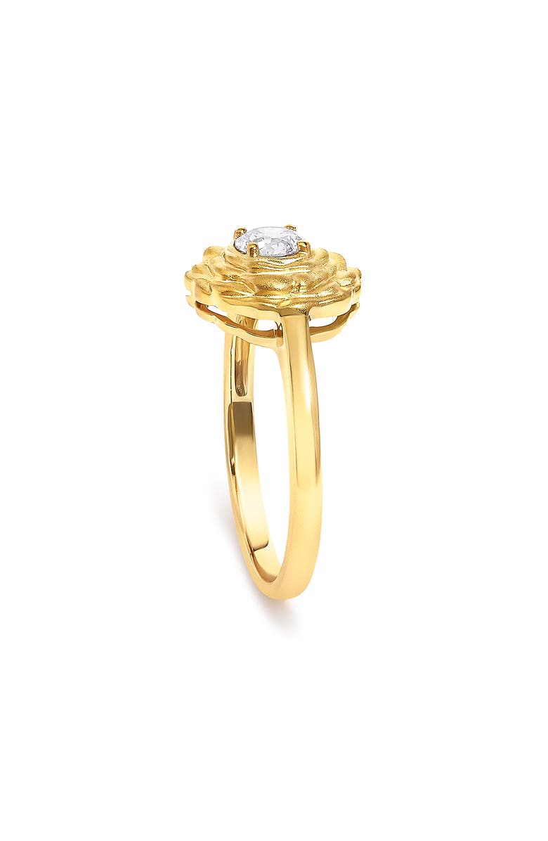 Haus of Brilliance 14K Yellow Gold Plated Sterling Silver 1/3 Ctw Lab Grown Diamond Floral Motif Solitaire Ring, Alternate, color, Yellow Gold Over Silver