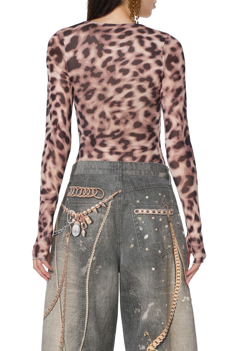Ines Long Sleeve Top, Alternate, color, WARMTH LEOPARD