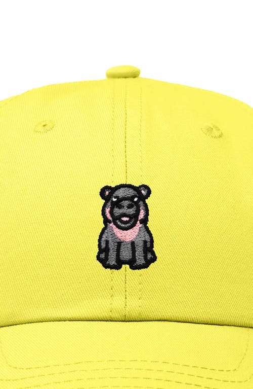 Dalix Hippo Embroidered Adjustable Hat In Yellow