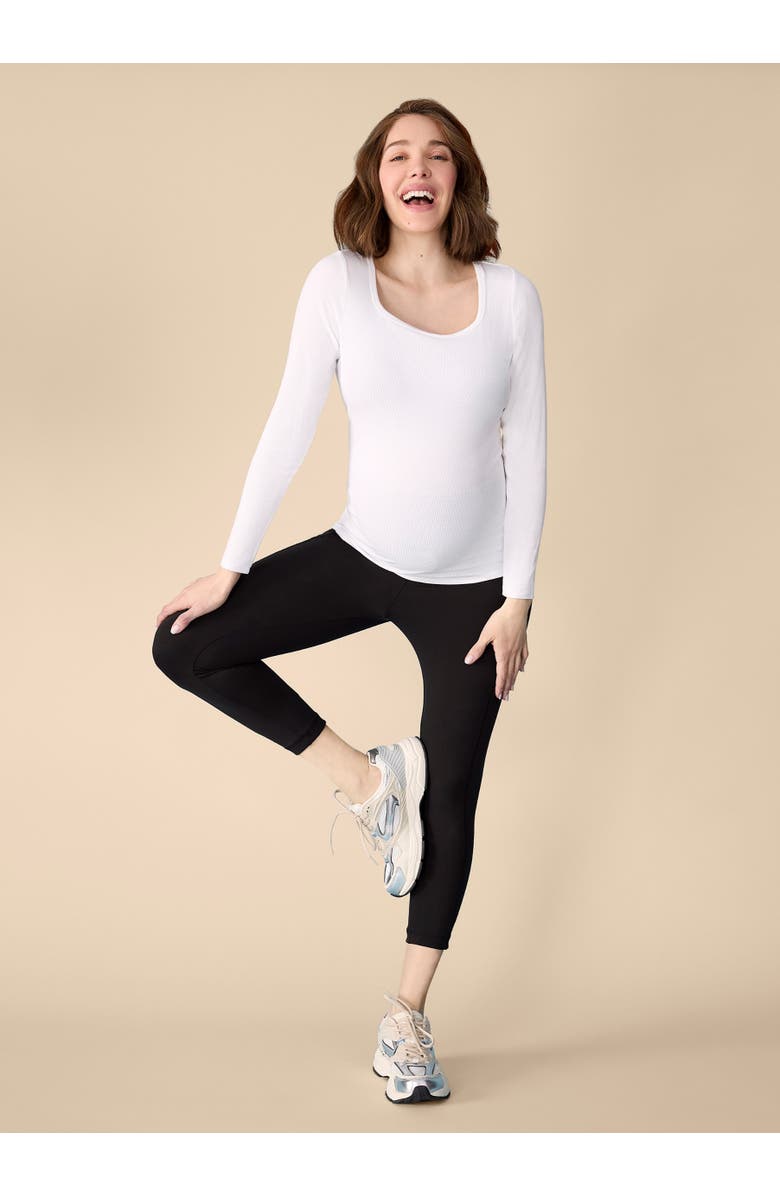 MOTHERHOOD MATERNITY High Waist Over the Belly Active Pocket Crop Legging, Alternate, color, Black