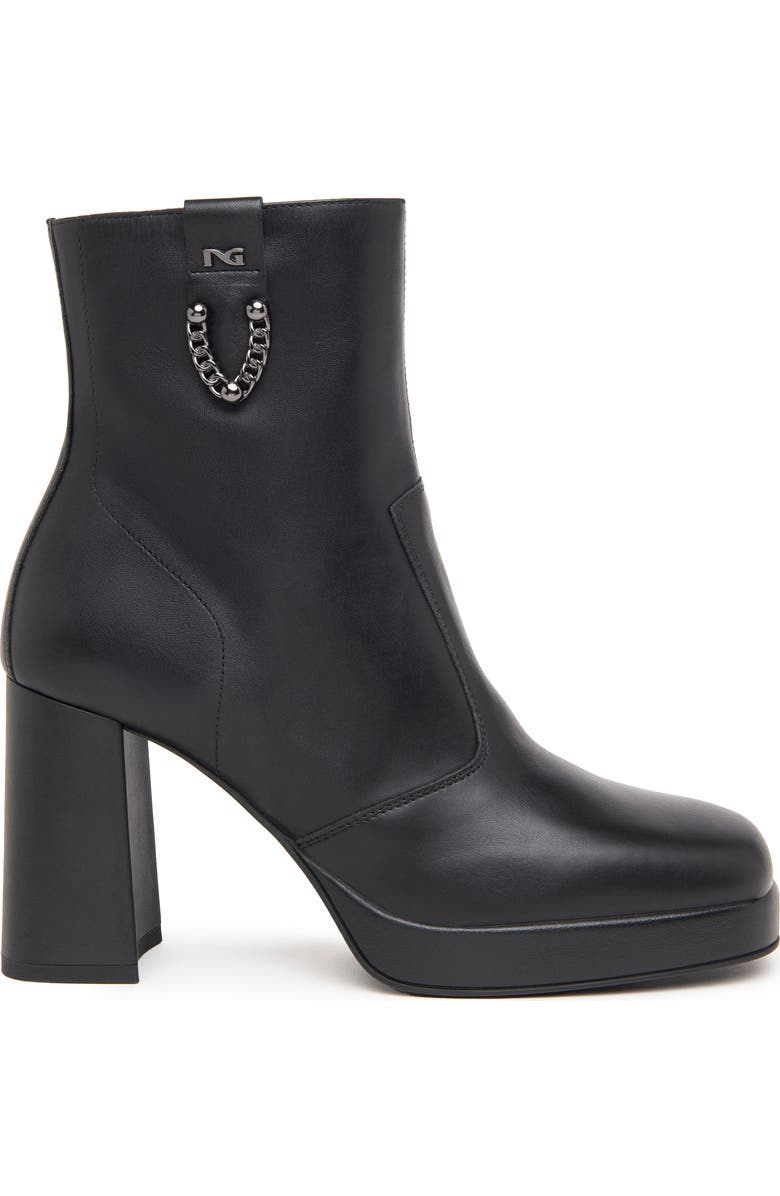 NeroGiardini Chain Platform Bootie, Alternate, color, Black
