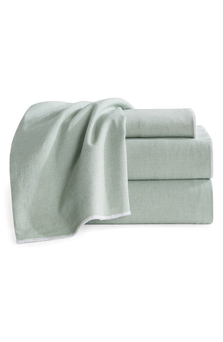 DKNY Pure Washed Linen & Cotton Sheet Set, Main, color, Sage