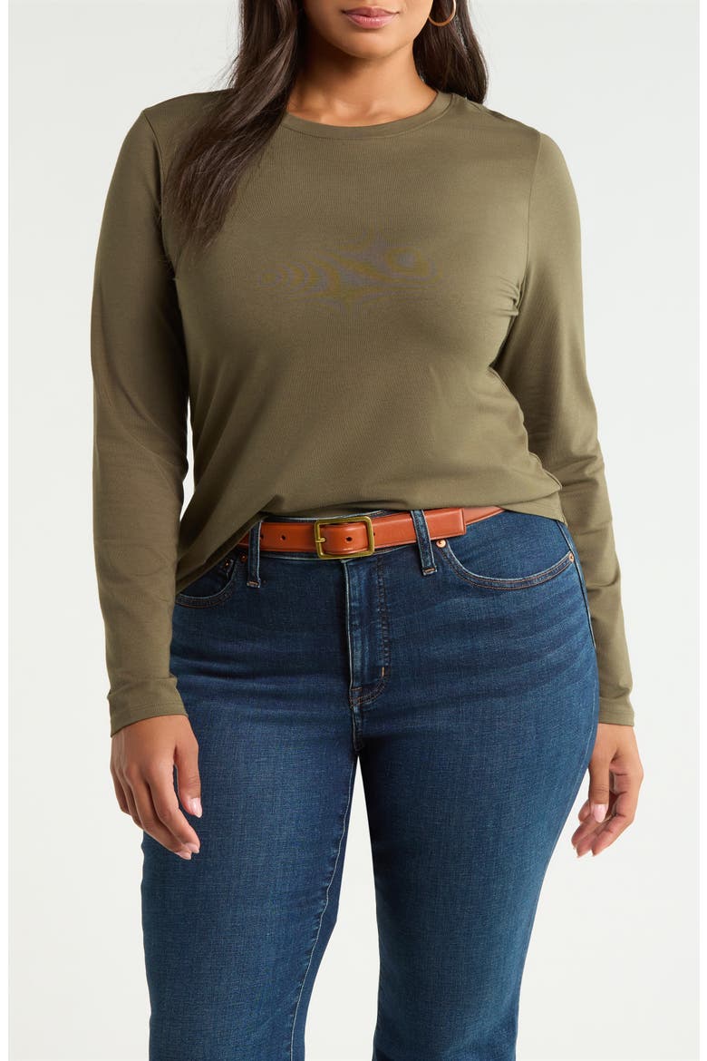 Pima Cotton & Tencel Modal Long Sleeve T-Shirt, Main, color, OLIVE SARMA