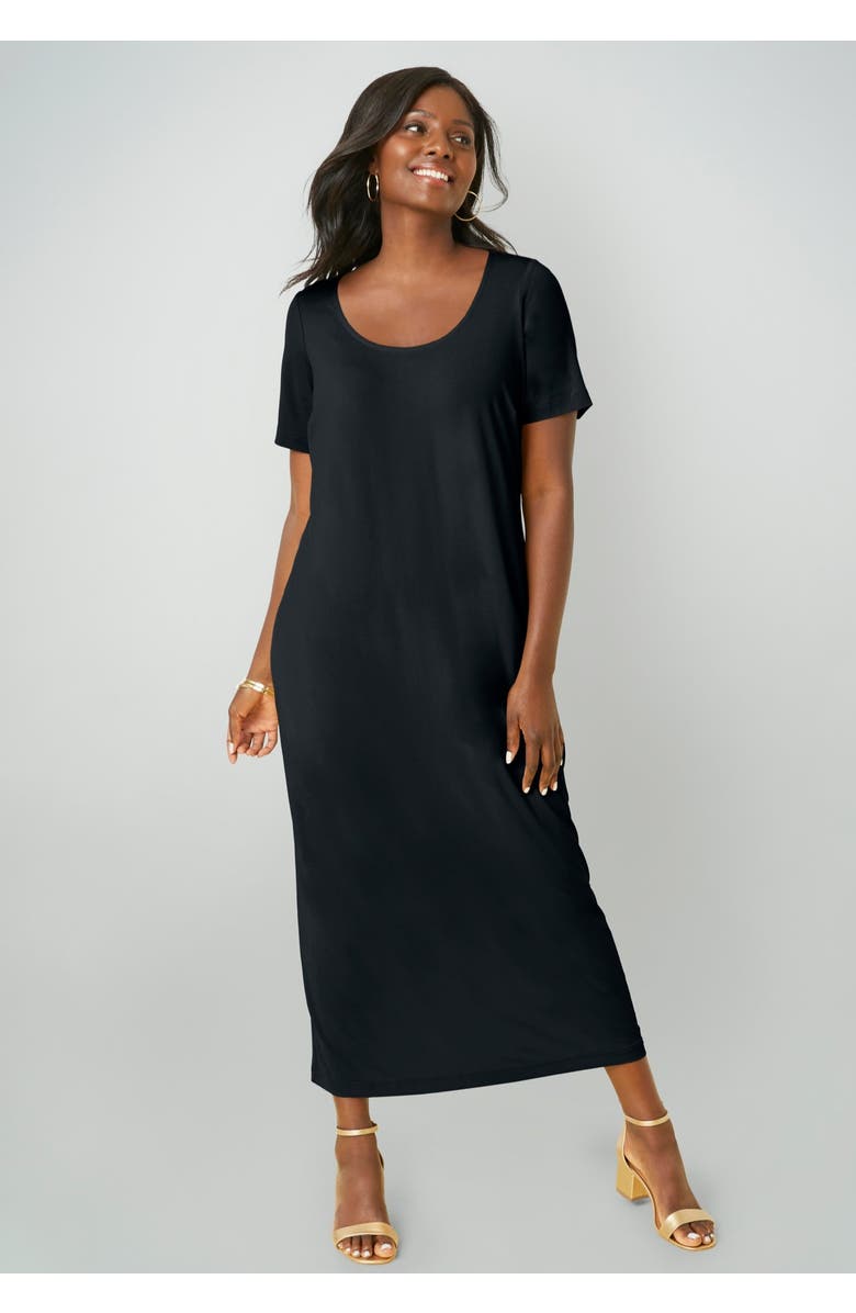 Jessica London 2-Piece Stretch Knit Duster Set, Alternate, color, Black