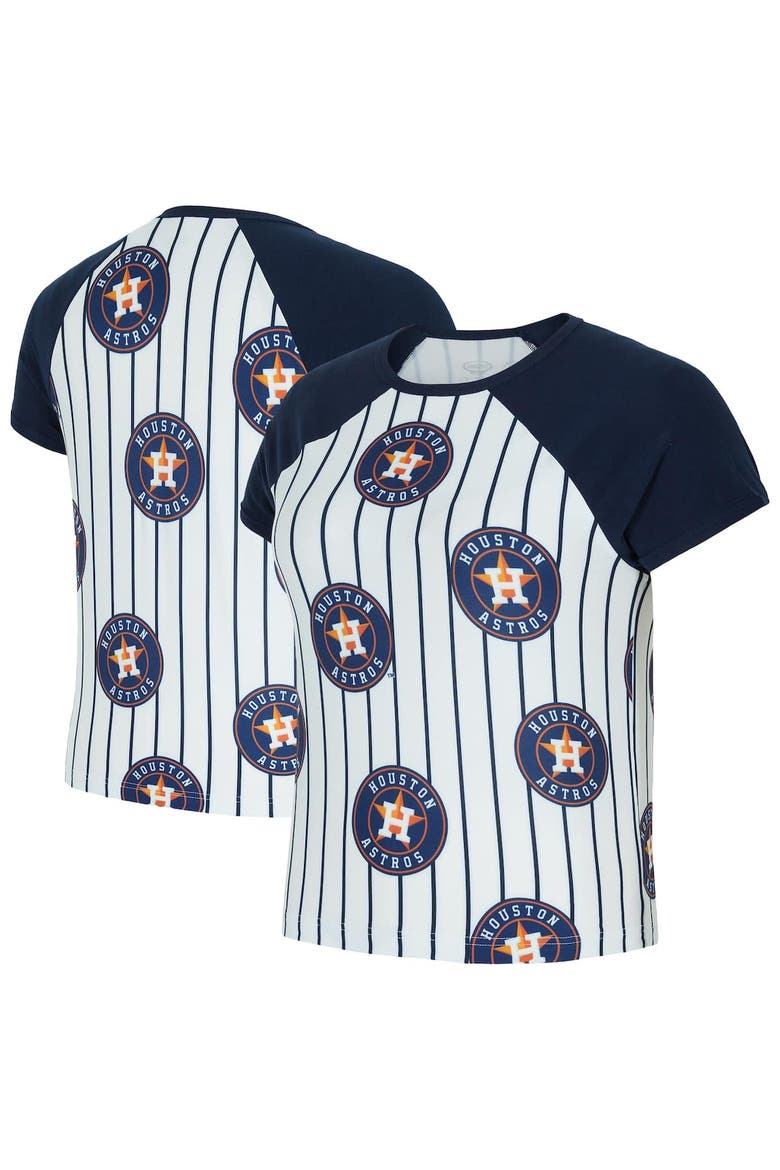 Women's Concepts Sport  White Houston Astros Outbound Pinstripe Raglan T-Shirt, Main, color, White