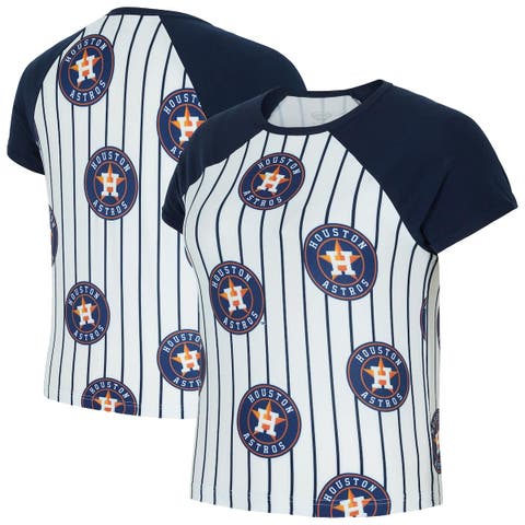 Women's Concepts Sport  White Houston Astros Outbound Pinstripe Raglan T-Shirt