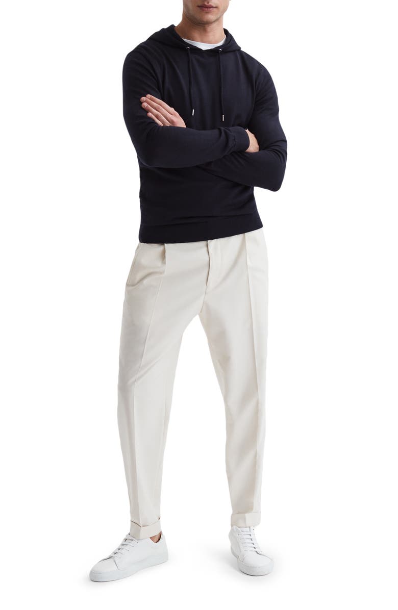 Reiss Holland Solid Wool Hoodie, Alternate, color, Black