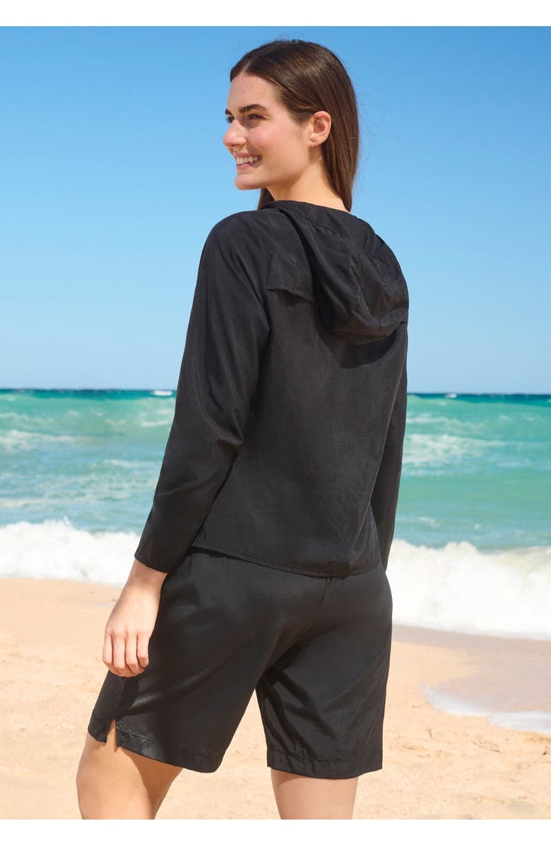 Swim 365 Hooded Taslon Cover Up, Alternate, color, Black