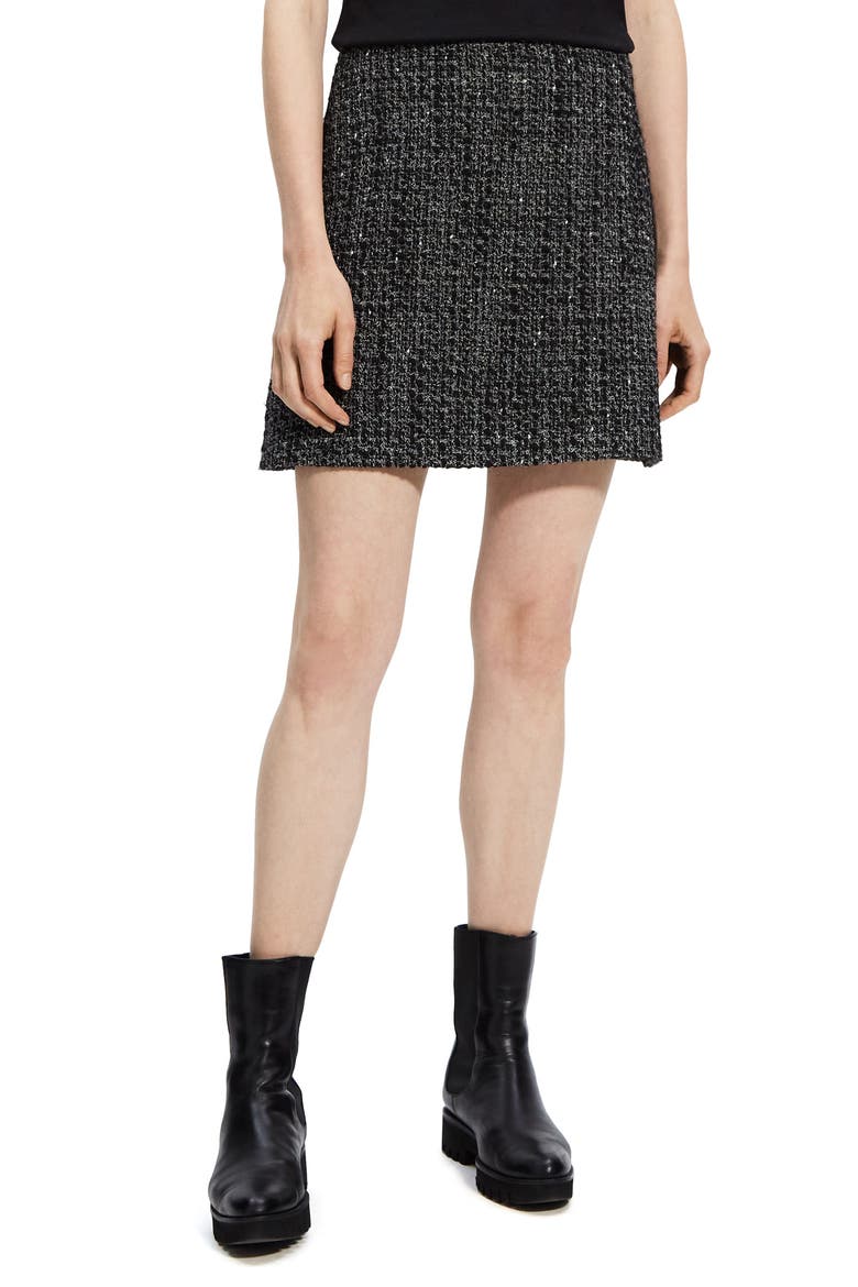 Noelle High Waist Tweed Miniskirt, Main, color, BLACK MULTI - A0P