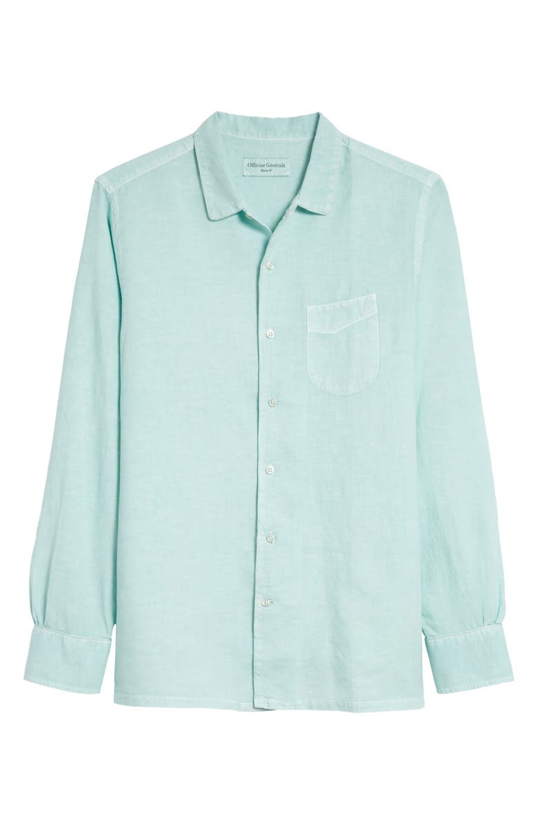 Officine Générale Cotton & Linen Button-Up Shirt, Main, color, 