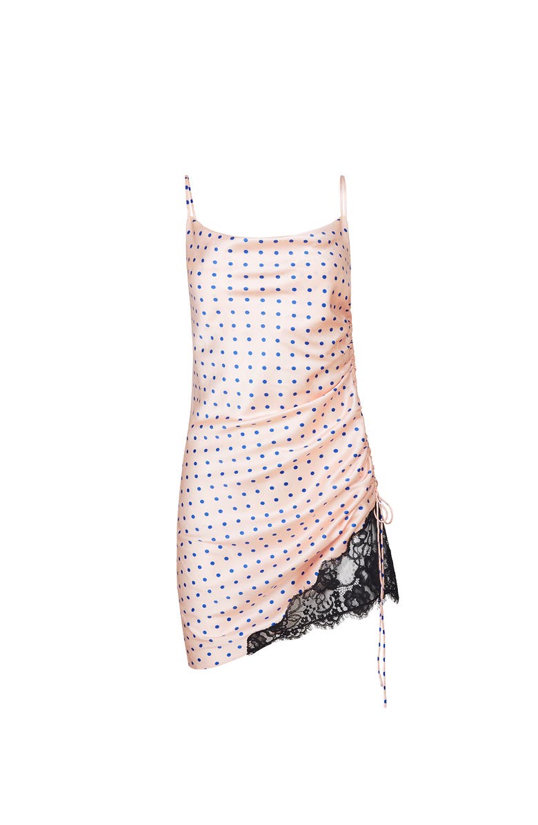 Fleur Du Mal Silk Ruched Dress, Alternate, color, Small Blue Dot