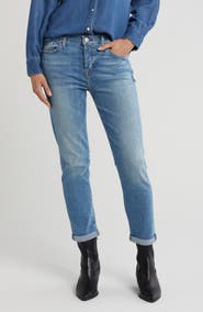 7 For All Mankind Josefina Squiggle Mid Rise Straight Leg Jeans