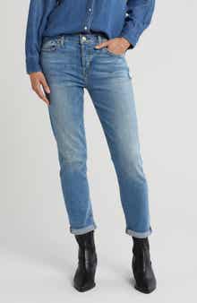 7 For All Mankind Josefina Squiggle Mid Rise Straight Leg Jeans