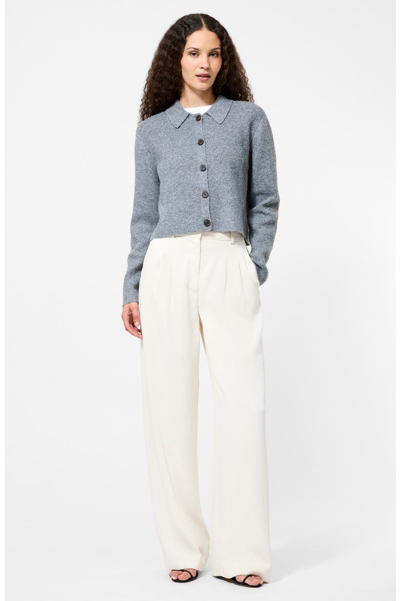 Ellie Collared Crop Cardigan, Alternate, color, MID GREY MELANGE