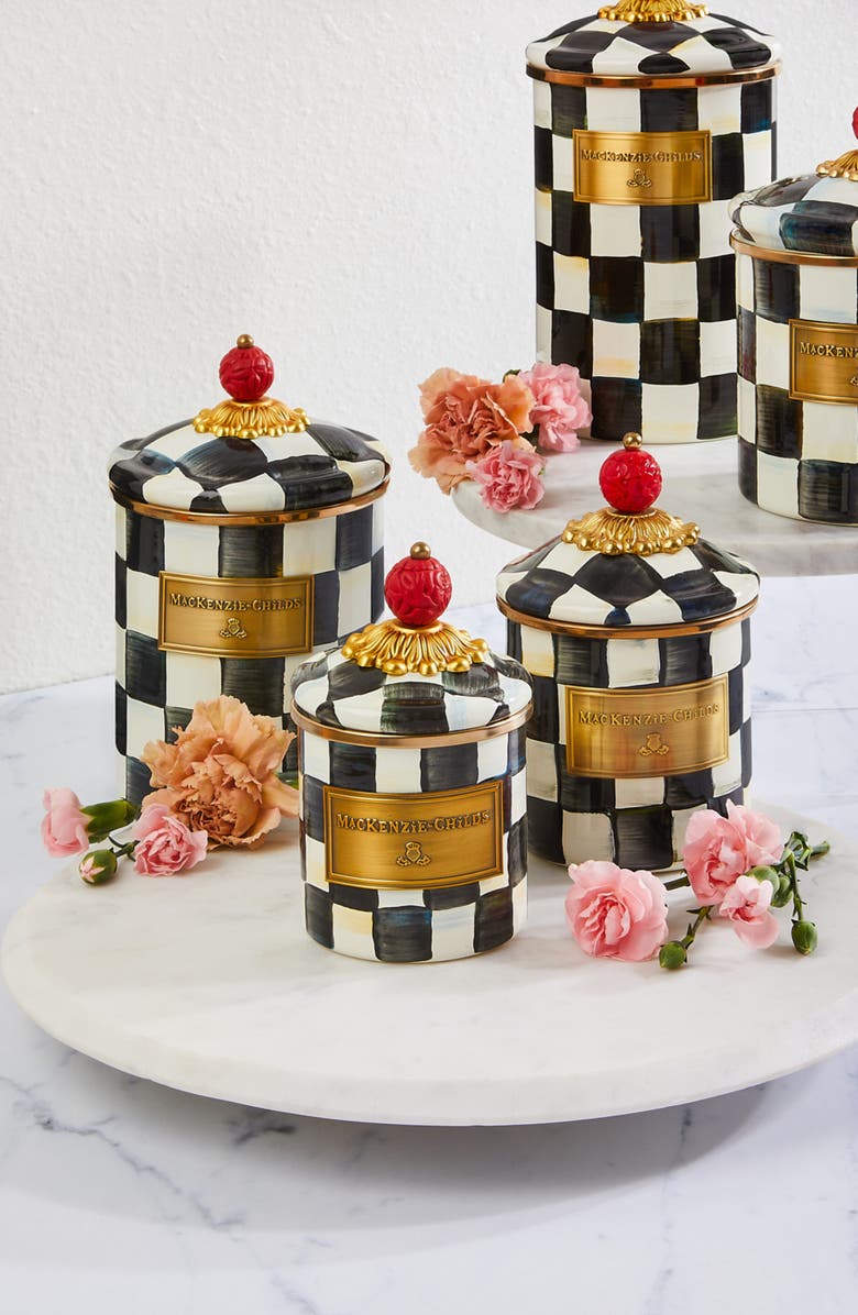 MACKENZIE CHILDS Courtly Check Set of 3 Canisters, Alternate, color, Courtly