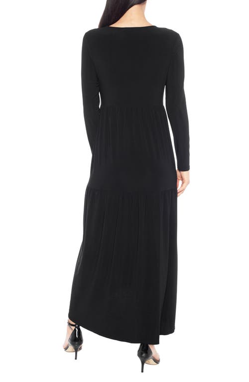Tash And Sophie Ity Long Sleeve Empire Waist Maxi Dress In Black