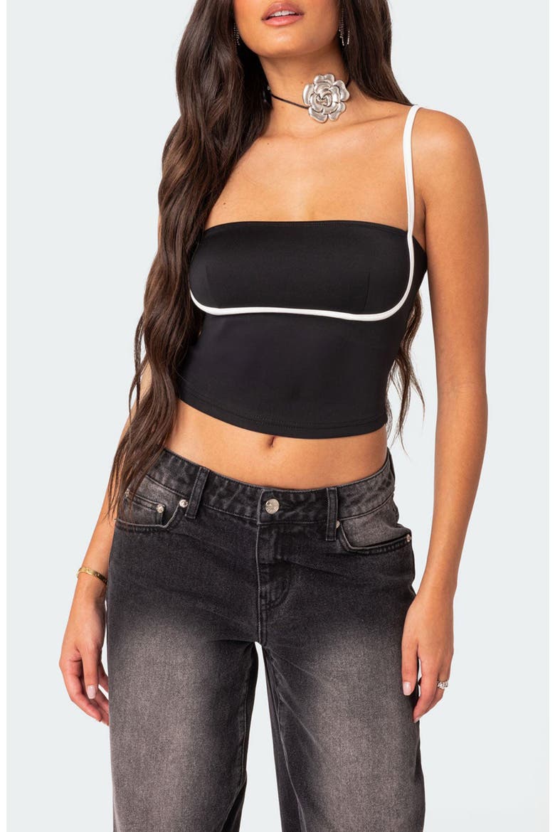 Yang Contrast Strap Crop Camisole, Main, color, BLACK-AND-WHITE