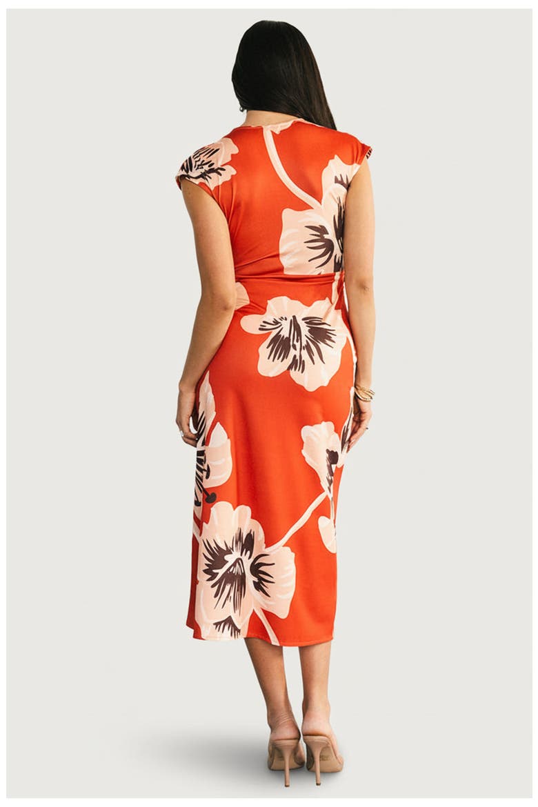Cascada Twist Midi Dress, Alternate, color, Sunset Floral