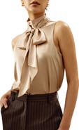 Lilysilk Sleeveless Tie-Neck Silk Blouse