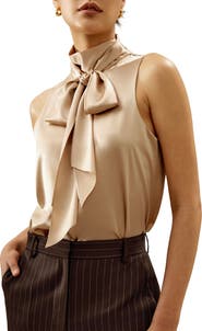 Lilysilk Sleeveless Tie-Neck Silk Blouse