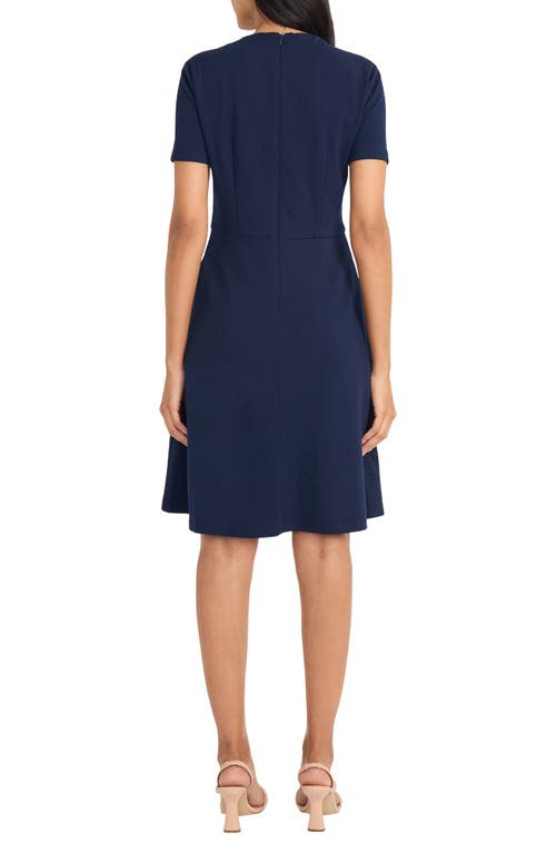 Maggy London Women's Solid Asymmetric-neck Flared Dress In Navy Blazer