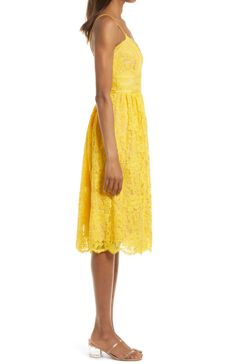 Lulus Treasure Me Embroidered Lace Fit & Flare Dress, Alternate, color,