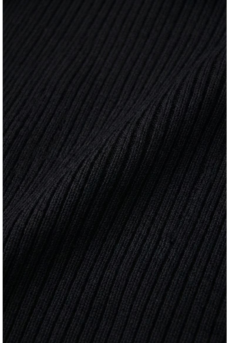Ribbed Knit Contrast Trim Button Front Midi Dress, Alternate, color, Black / White