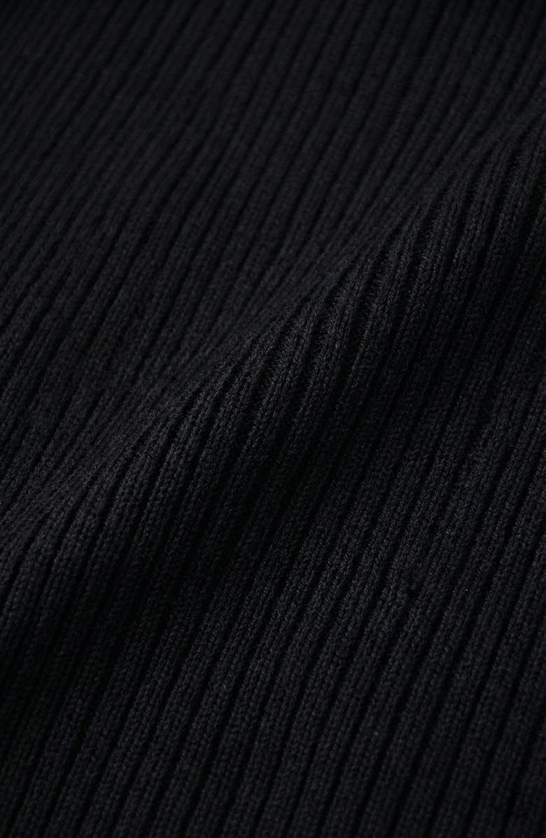 Modenaire Ribbed Knit Contrast Trim Button Front Midi Dress, Alternate, color, Black / White