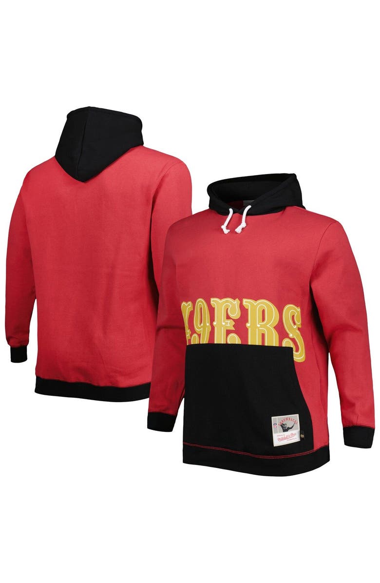 Mitchell & Ness Men's Mitchell & Ness Scarlet/Black San Francisco 49ers Big & Tall Big Face Pullover Hoodie, Main, color, 