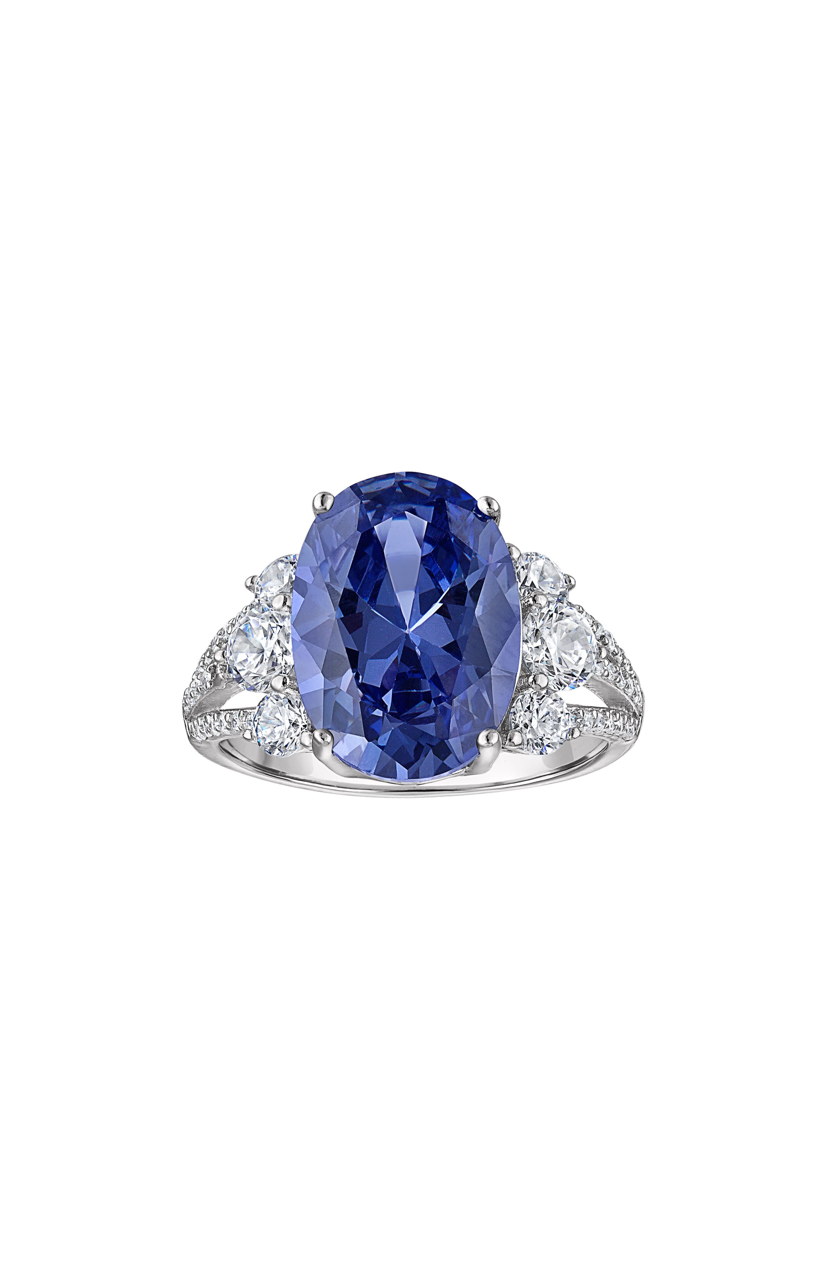 FZN Sterling Silver Blue & White Cubic Zirconia Ring