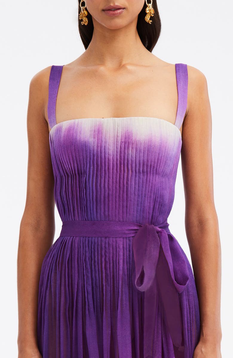 Oscar de la Renta Ombré Pleated Silk Chiffon Gown, Alternate, color,