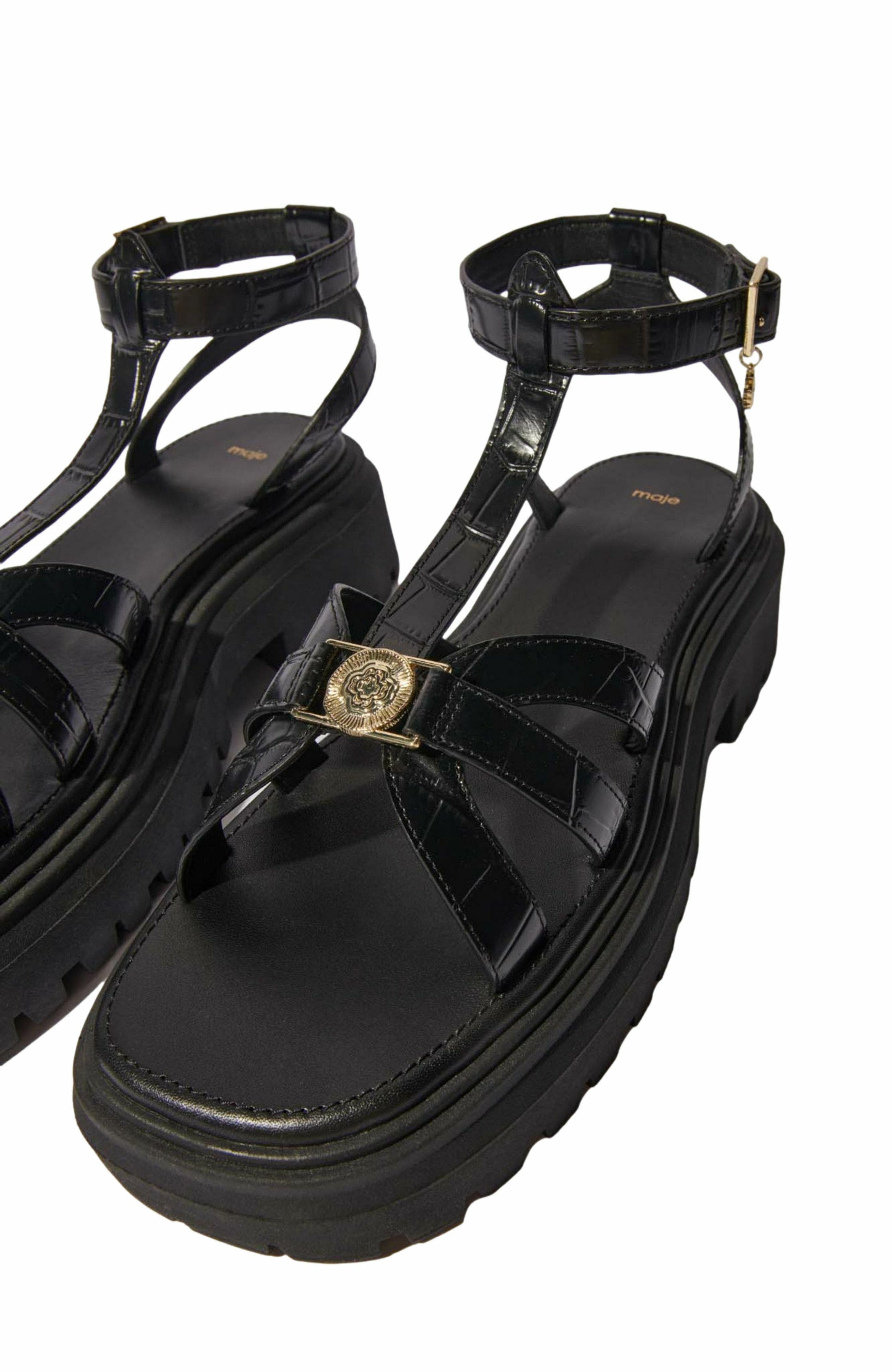 maje Flat sandals with tread, Alternate, color, 