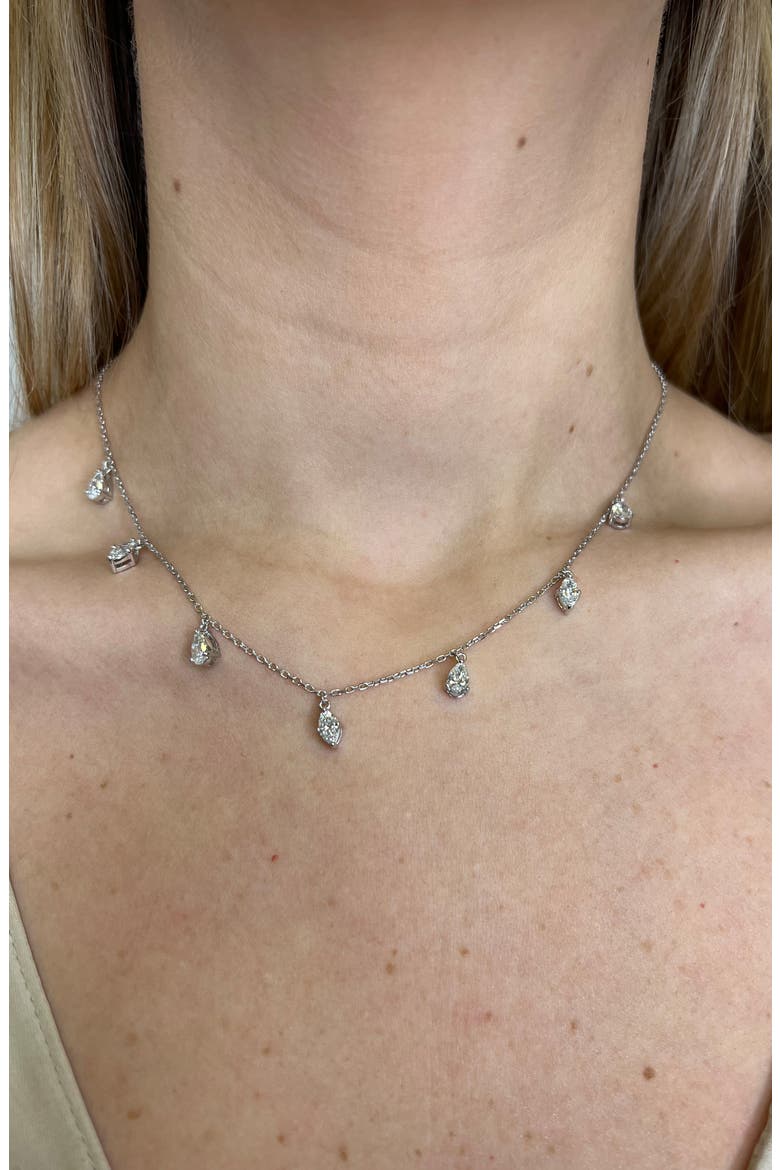 Lab Created Diamond Charm Choker Necklace, Main, color, 18K WHITE GOLD