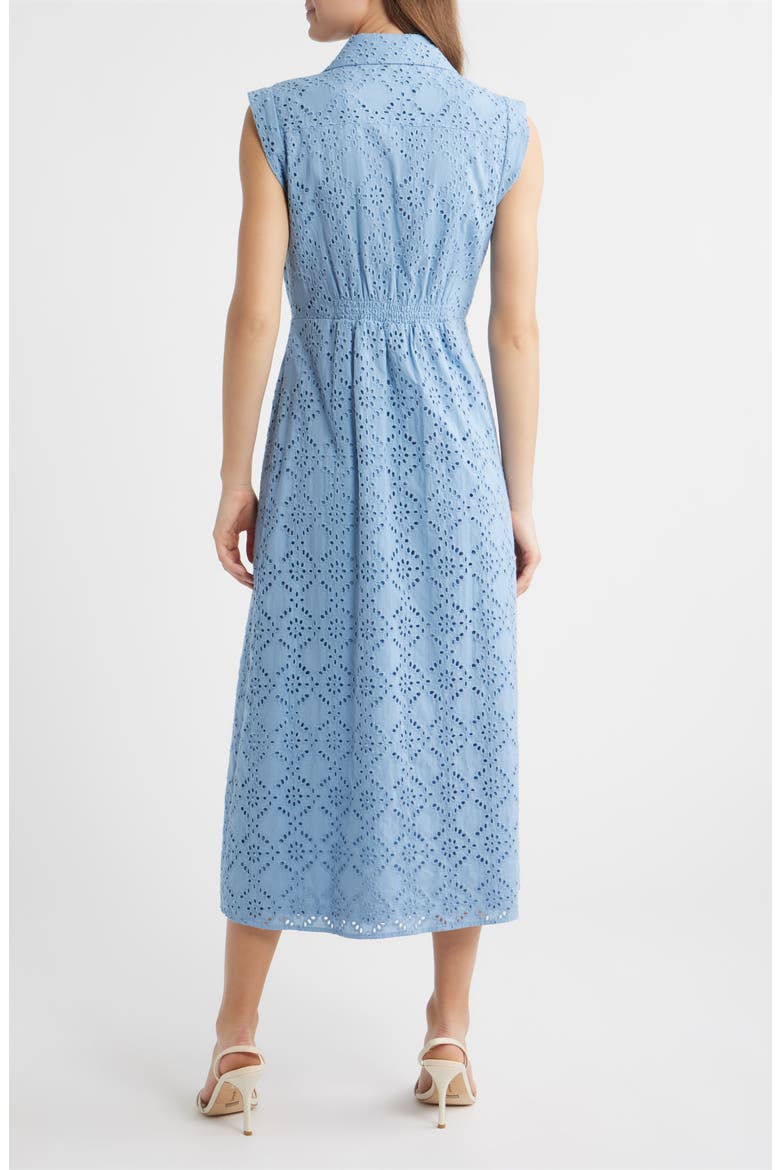 Eyelet Embroidery Sleeveless Shirtdress, Alternate, color, LAGOON