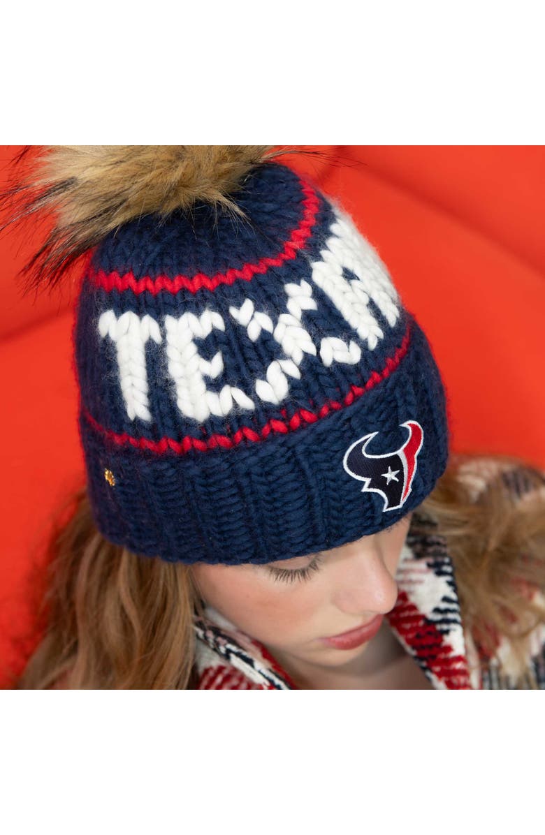 Lele Sadoughi Navy Texans Nfl Beanie With Faux Fur Pom, Alternate, color, Navy 400