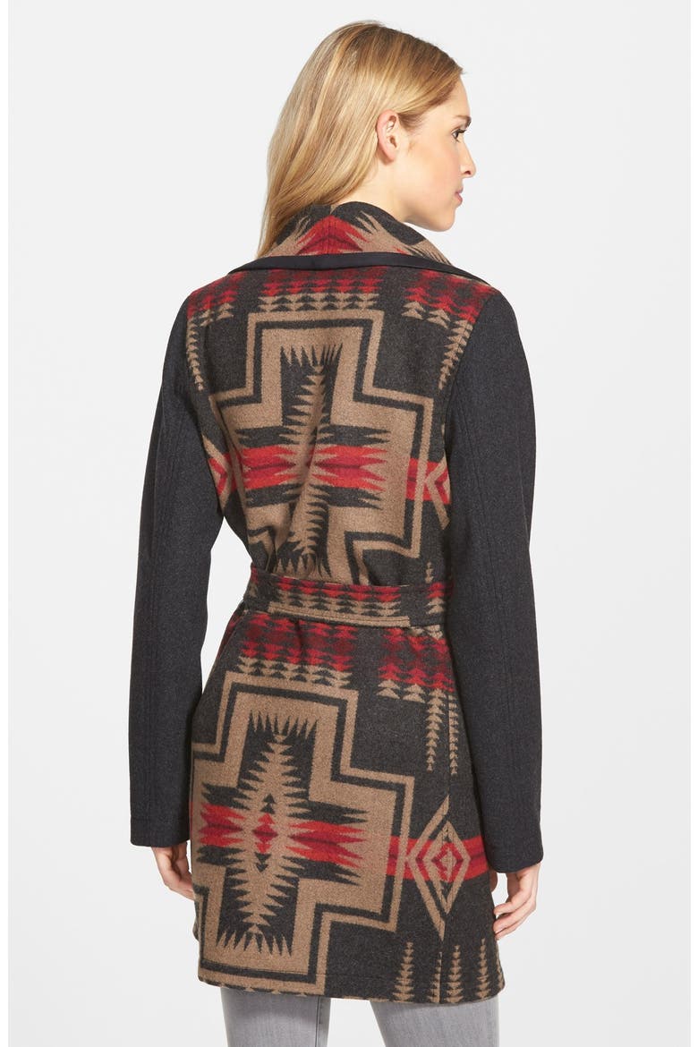Jacquard Wool Blanket Wrap Coat, Alternate, color, GREY HARDING
