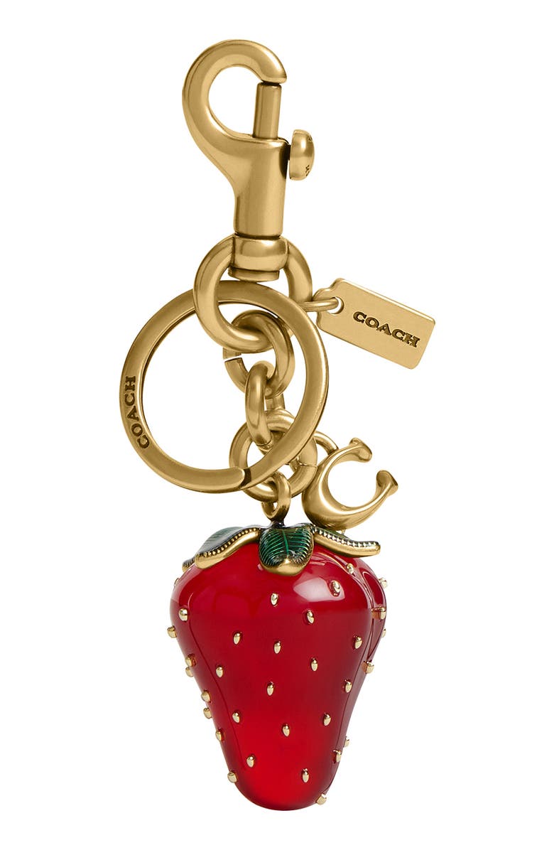 COACH Strawberry Bag Charm, Main, color, B4/ Red