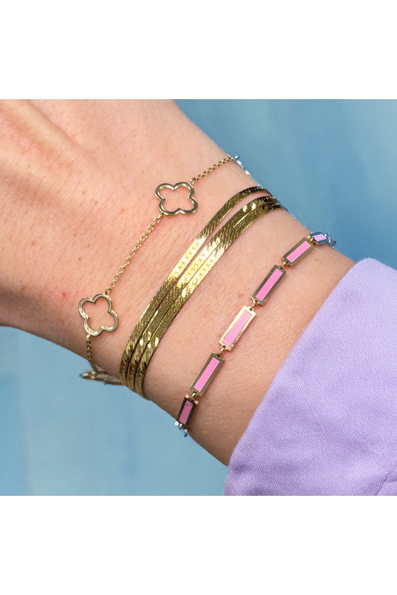 Triple Strand Herringbone Bracelet, Alternate, color, Yellow Gold