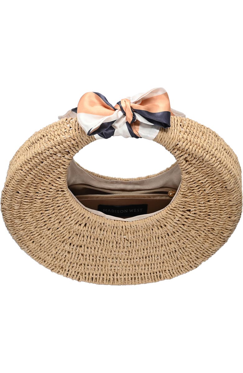 Madison West Structured Woven Straw Hobo Shoulder Bag, Alternate, color, Camel