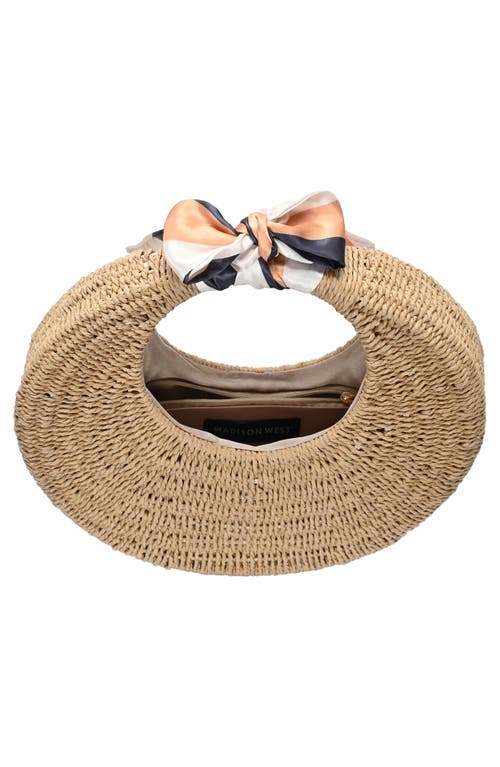 Madison West Structured Woven Straw Hobo Shoulder Bag In Camel