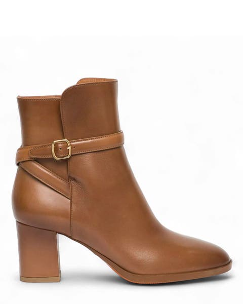 Women's Leather Mid-Heel Ankle Boot