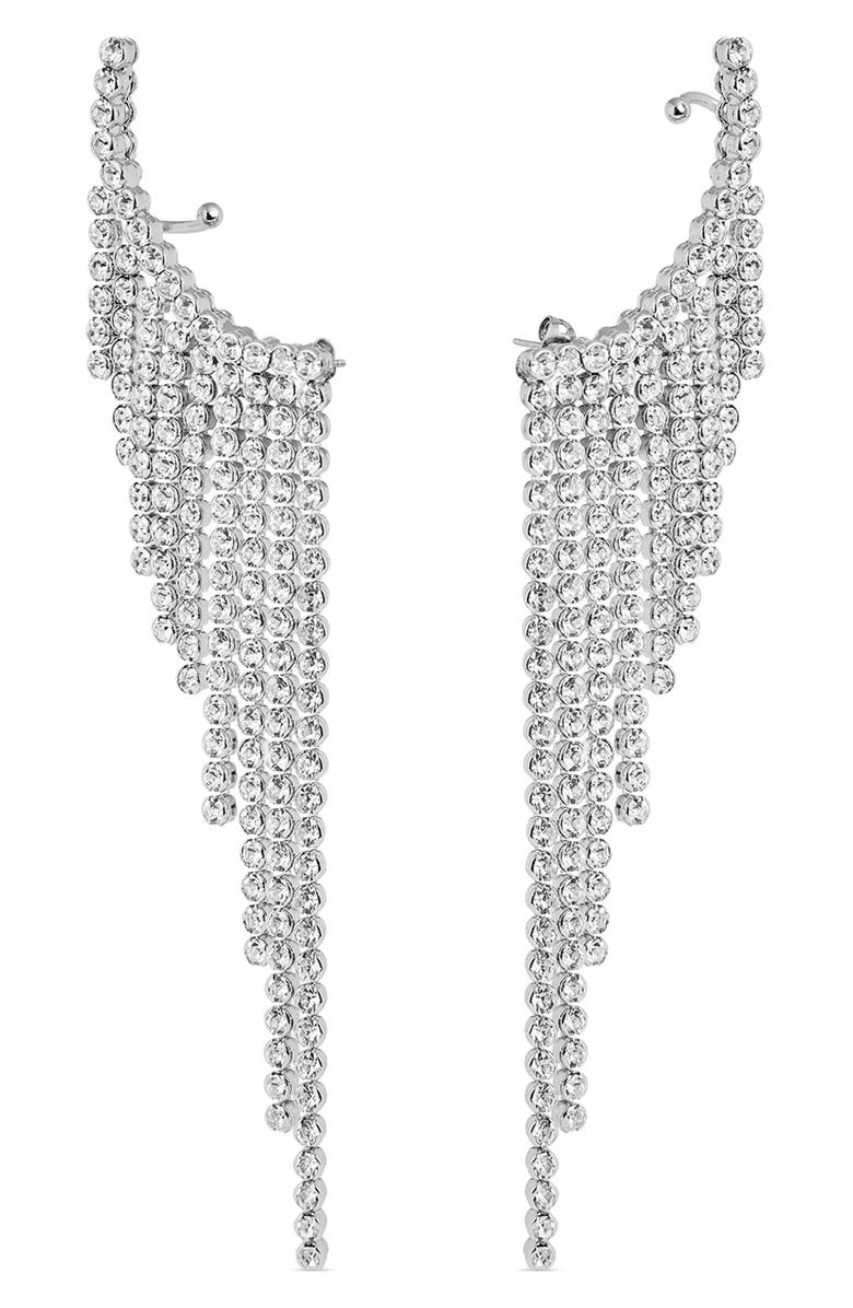 Rabanne Tiered Crystal Ear Crawlers, Main, color, M064 Silver/ Crystal