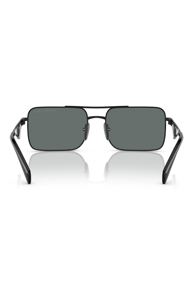 56mm Polarized Rectangular Sunglasses, Alternate, color, BLACK