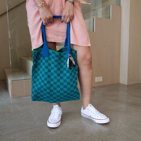 Checkered Sweater Tote Bag
