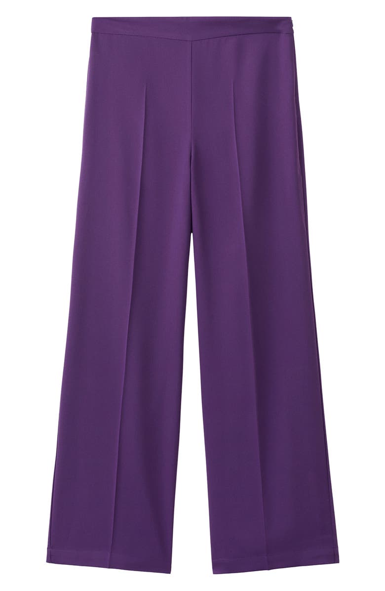 MANGO High Waist Satin Straight Leg Pants, Alternate, color, Purple