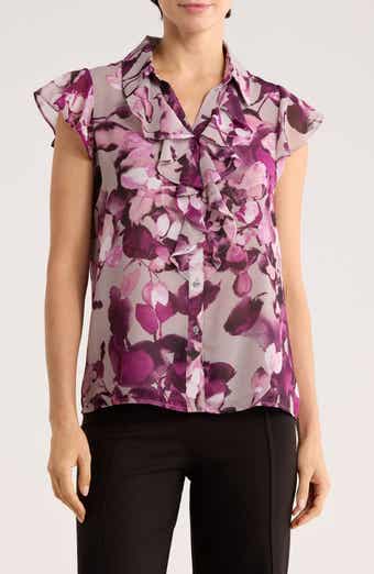 Calvin Klein Ruffle Front Cap Sleeve Top
