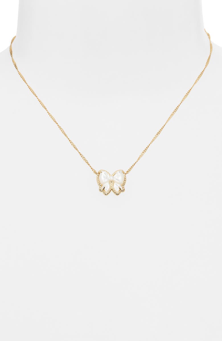 Kendra Scott Haley Bow Pendant Necklace, Alternate, color, Gold Ivory Mother Of Pearl