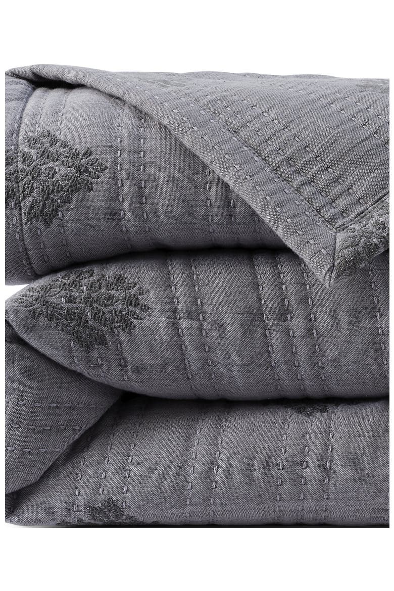 Embroidered Matelasse Bed Coverlet, Alternate, color, Ultimate Gray Medallion Floral