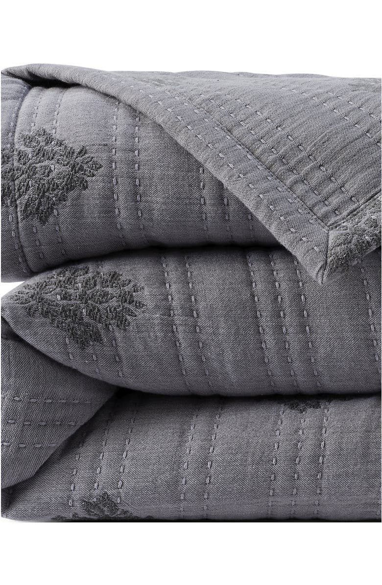 Lands' End Embroidered Matelasse Bed Coverlet, Alternate, color, Ultimate Gray Medallion Floral